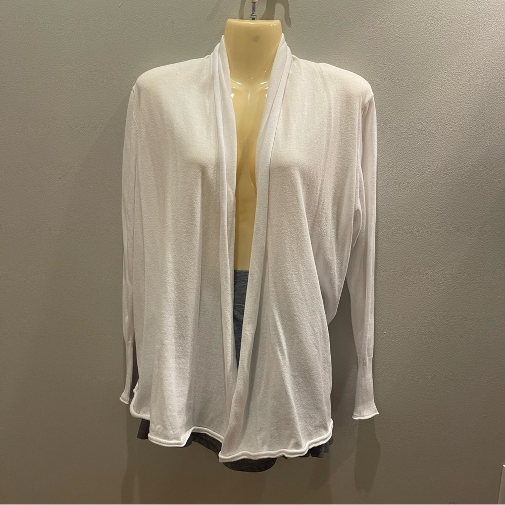 Stylus Women's Long Sleeve Winter White Open Cardigan Size X-Large